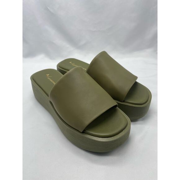 Anthropologie Platform Slide Sandals in Green Size 39/8.5 - Picture 4 of 12